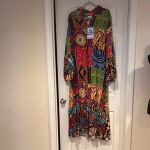 Sassy Jones Multicolor Abstract Maxi Shirt Dress Her Name is Prahna Patchwork